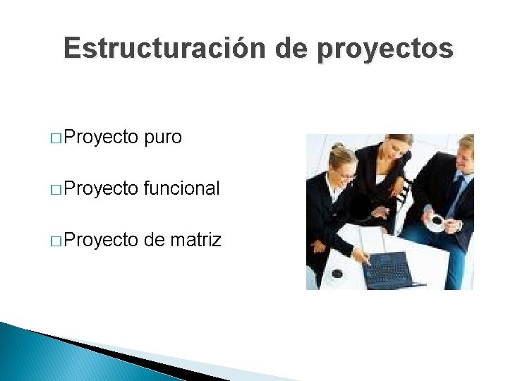 Estructuración de proyectos � Proyecto puro � Proyecto funcional � Proyecto de matriz Estructuración de proyectos � Proyecto puro � Proyecto funcional � Proyecto de matriz