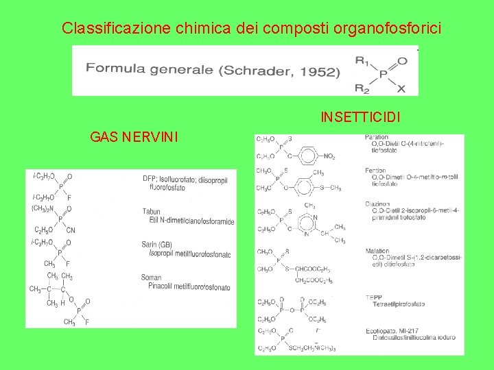 Classificazione chimica dei composti organofosforici INSETTICIDI GAS NERVINI 