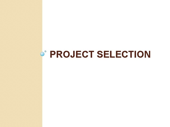 PROJECT SELECTION 