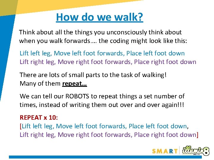 How do we walk? Think about all the things you unconsciously think about when