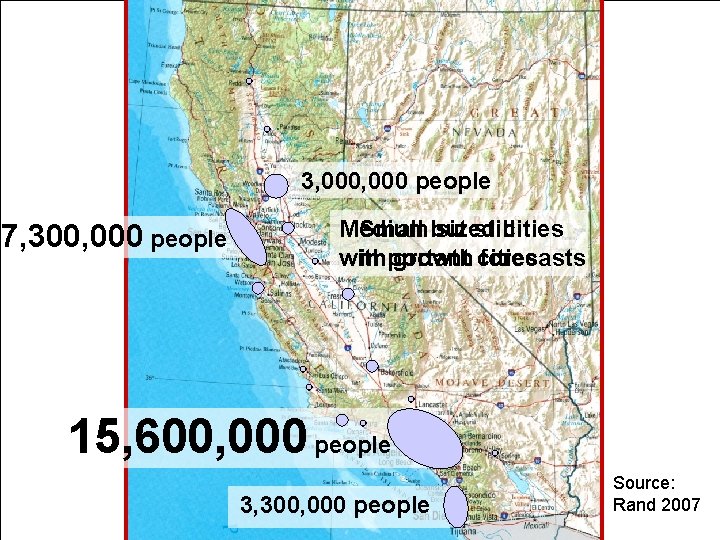 3, 000 people 7, 300, 000 people Medium Small but sized still cities with