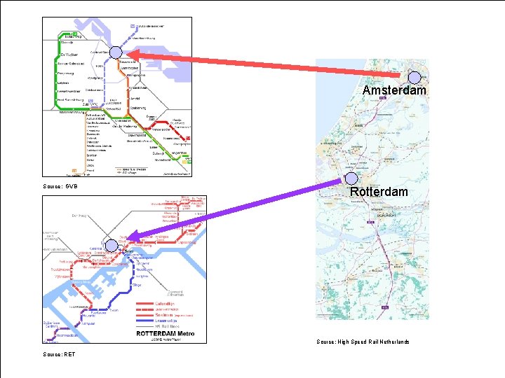 Amsterdam Source: GVB Rotterdam Source: High Speed Rail Netherlands Source: RET 