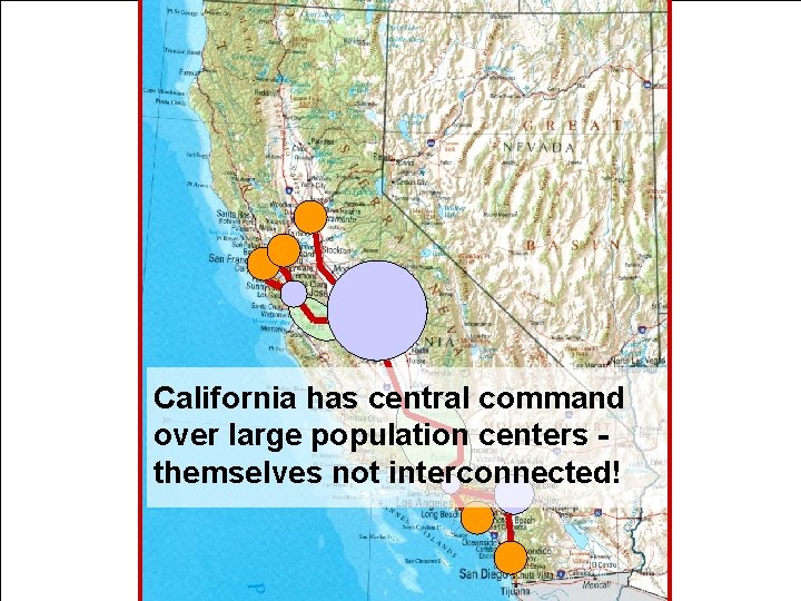 California has central command over large population centers themselves not interconnected! 