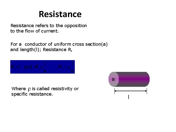 Resistance refers to the opposition to the flow of current. For a conductor of