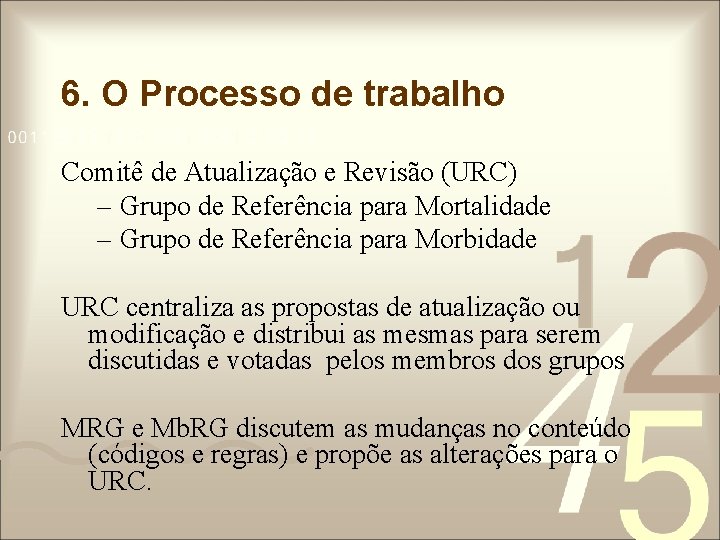 6. O Processo de trabalho Comitê de Atualização e Revisão (URC) – Grupo de