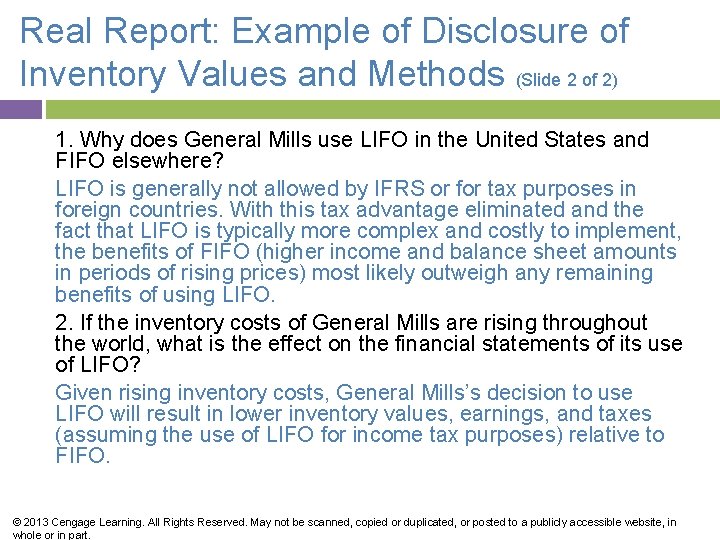 Real Report: Example of Disclosure of Inventory Values and Methods (Slide 2 of 2)