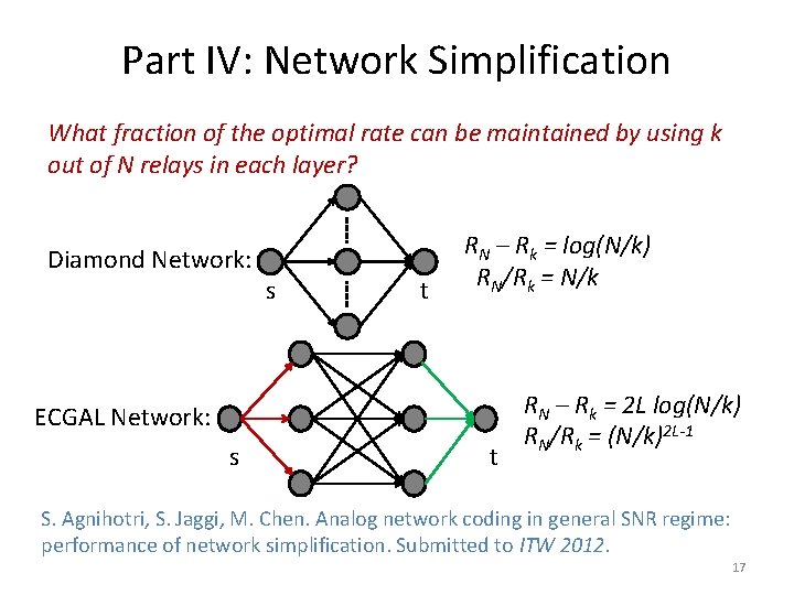 Part IV: Network Simplification What fraction of the optimal rate can be maintained by