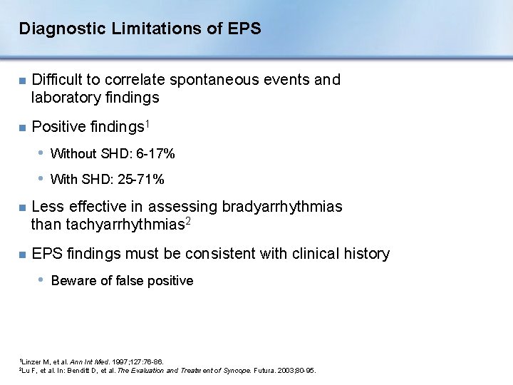 Diagnostic Limitations of EPS n Difficult to correlate spontaneous events and laboratory findings n