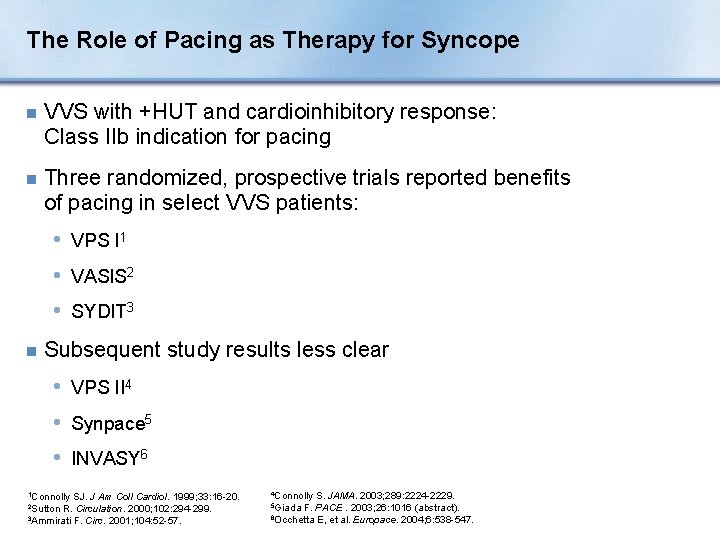 The Role of Pacing as Therapy for Syncope n VVS with +HUT and cardioinhibitory