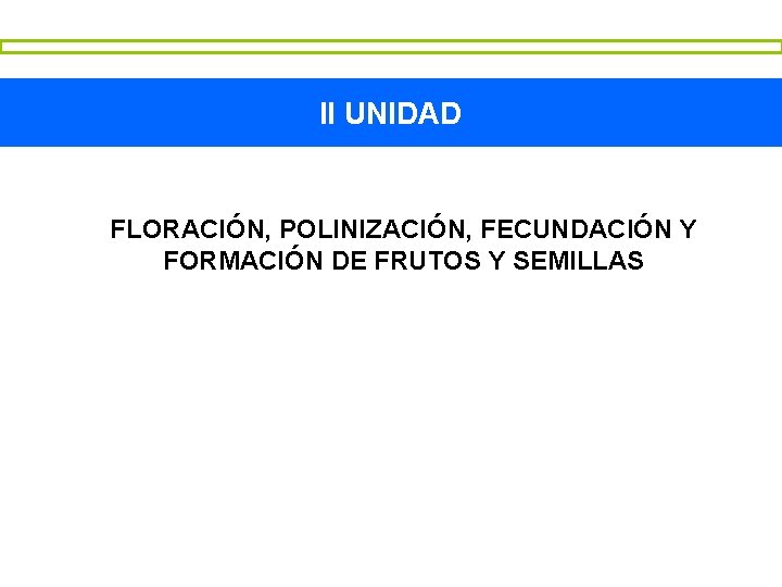 II UNIDAD FLORACIÓN, POLINIZACIÓN, FECUNDACIÓN Y FORMACIÓN DE FRUTOS Y SEMILLAS 