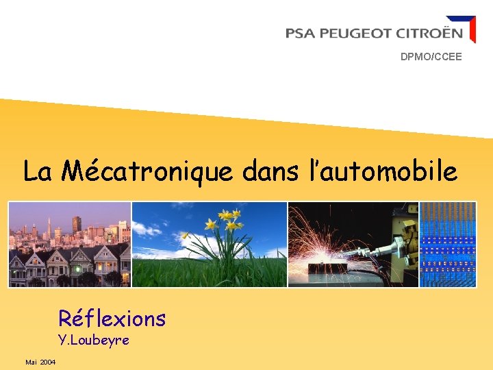 DPMO/CCEE La Mécatronique dans l’automobile Sous-titre, date, . . . Réflexions Y. Loubeyre Mai