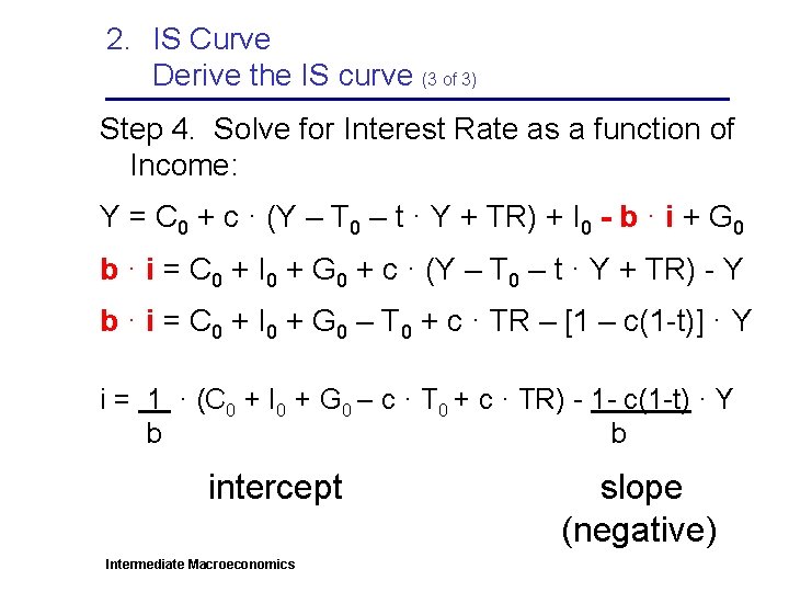 2. IS Curve Derive the IS curve (3 of 3) Step 4. Solve for