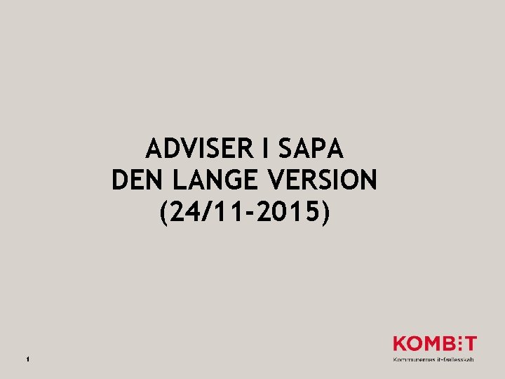 ADVISER I SAPA DEN LANGE VERSION (24/11 -2015) 1 