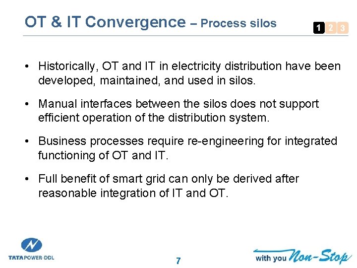 OT & IT Convergence – Process silos 1 2 3 • Historically, OT and