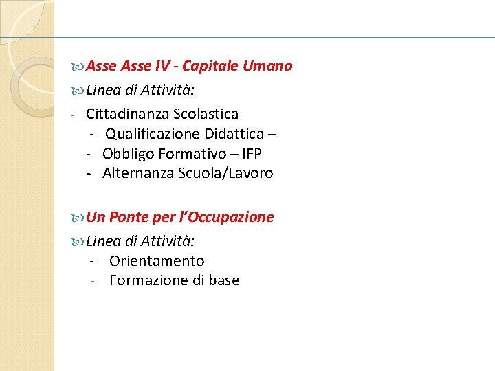  Asse IV - Capitale Umano Linea di Attività: Cittadinanza Scolastica - Qualificazione Didattica