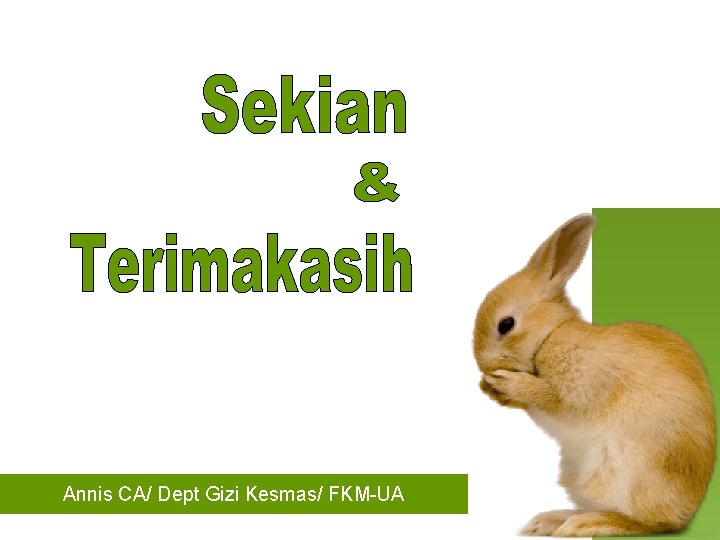 Annis CA/ Dept Gizi Kesmas/ FKM-UA 