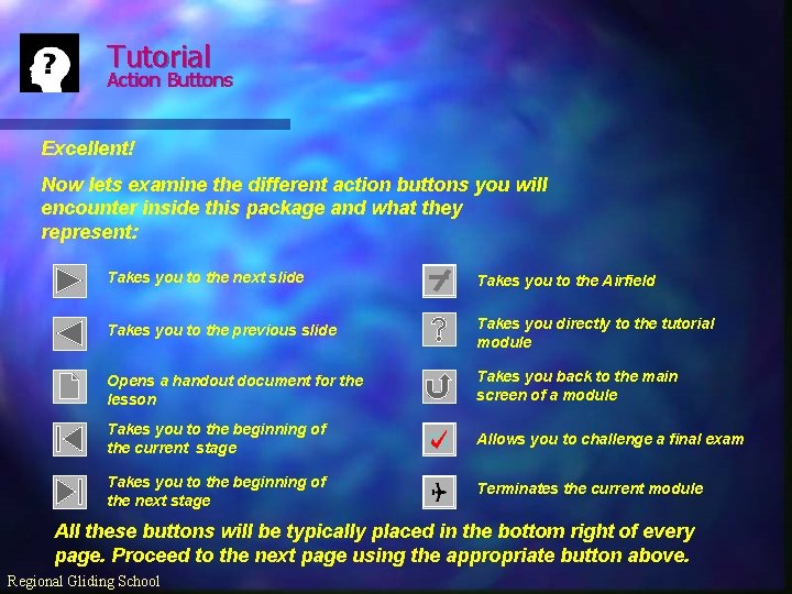 Tutorial Action Buttons Excellent! Now lets examine the different action buttons you will encounter