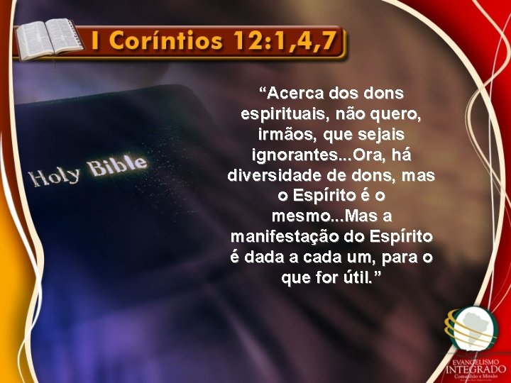 “Acerca dos dons espirituais, não quero, irmãos, que sejais ignorantes. . . Ora, há