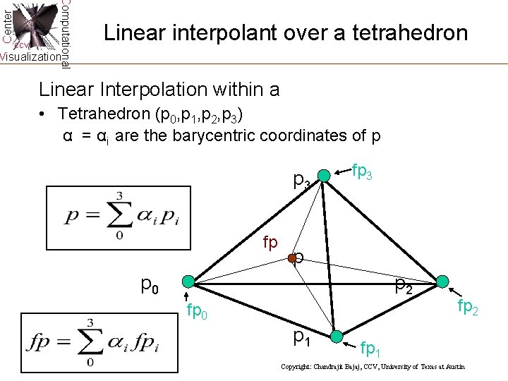 Center Computational CCV Linear interpolant over a tetrahedron Visualization Linear Interpolation within a • Center Computational CCV Linear interpolant over a tetrahedron Visualization Linear Interpolation within a •
