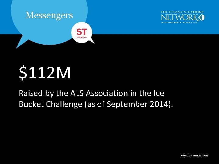 Messengers $112 M Raised by the ALS Association in the Ice Bucket Challenge (as