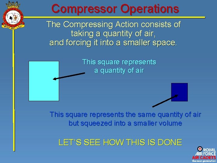 Compressor Operations The Compressing Action consists of taking a quantity of air, and forcing
