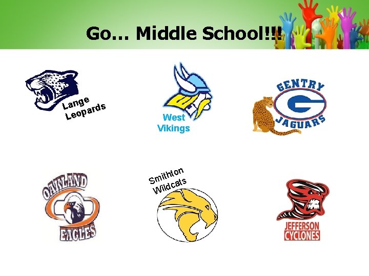 Go… Middle School!!! ge Lan ards p Leo West Vikings ton h t i