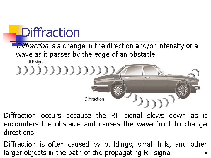 Diffraction is a change in the direction and/or intensity of a wave as it Diffraction is a change in the direction and/or intensity of a wave as it