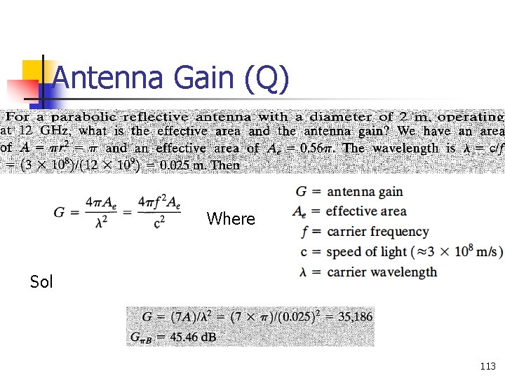 Antenna Gain (Q) Where Sol 113 Antenna Gain (Q) Where Sol 113