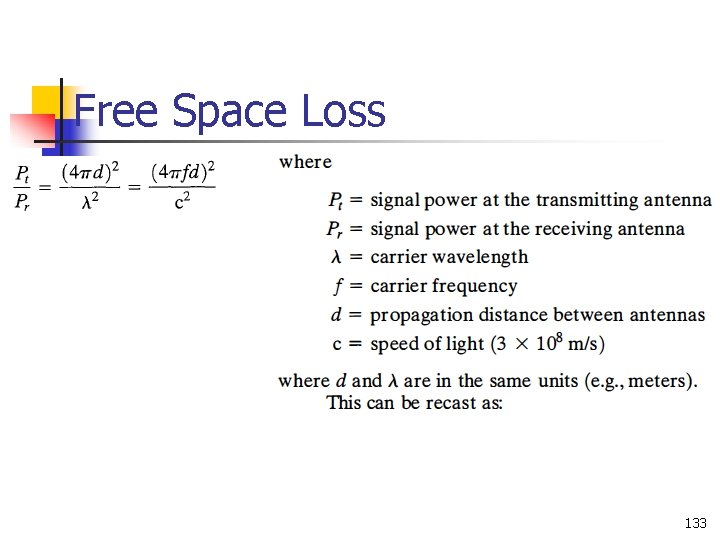 Free Space Loss 133 Free Space Loss 133