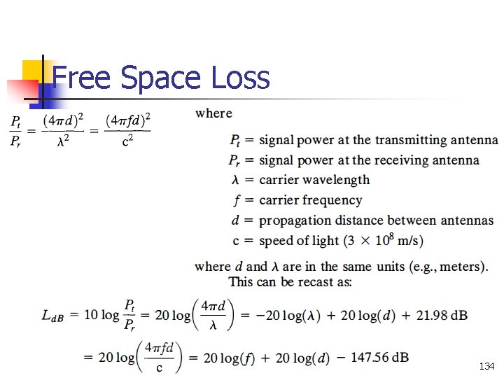 Free Space Loss 134 Free Space Loss 134