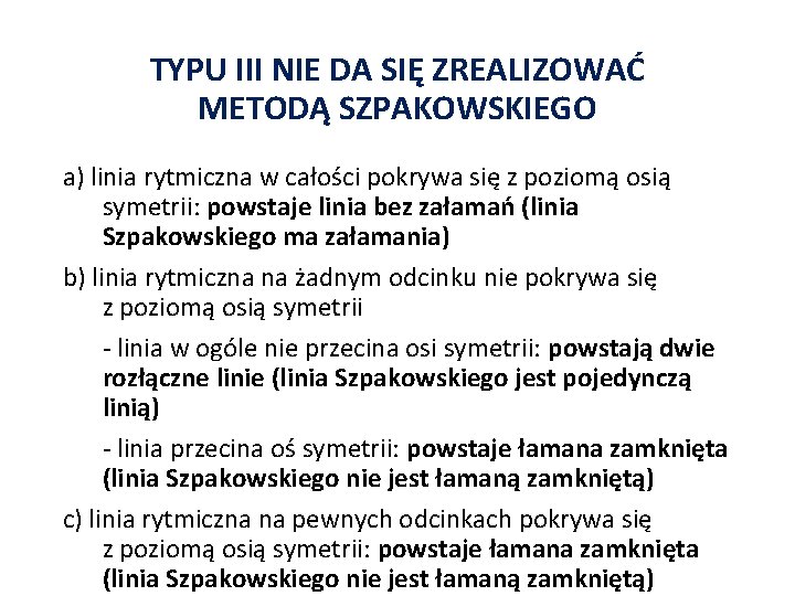 TYPU III NIE DA SIĘ ZREALIZOWAĆ METODĄ SZPAKOWSKIEGO a) linia rytmiczna w całości pokrywa