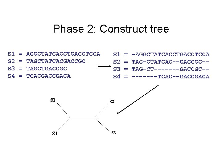 Phase 2: Construct tree S 1 S 2 S 3 S 4 = =