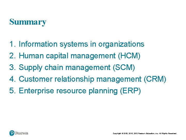 Chapt er 5 18 Summary 1. 2. 3. 4. 5. Information systems in organizations Chapt er 5 18 Summary 1. 2. 3. 4. 5. Information systems in organizations