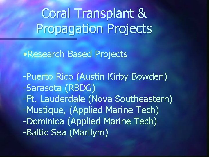 Coral Transplant & Propagation Projects • Research Based Projects -Puerto Rico (Austin Kirby Bowden)