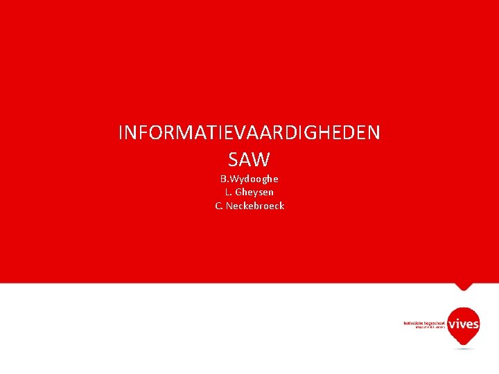 INFORMATIEVAARDIGHEDEN SAW B. Wydooghe L. Gheysen C. Neckebroeck 