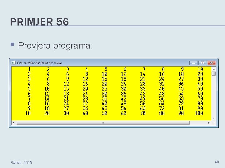 PRIMJER 56 § Provjera programa: Sanda, 2015. 48 PRIMJER 56 § Provjera programa: Sanda, 2015. 48