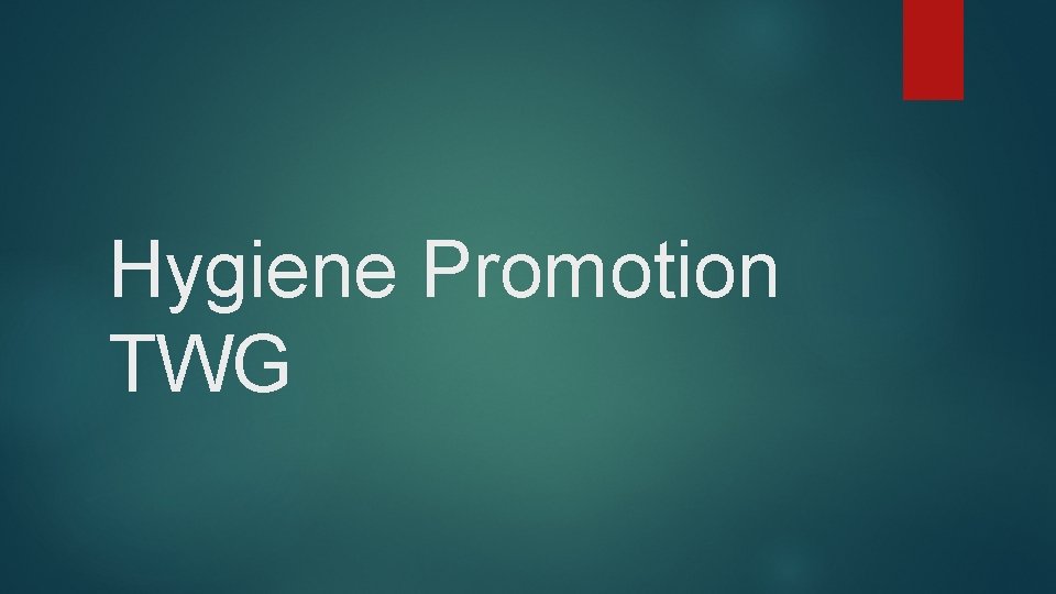 Hygiene Promotion TWG 