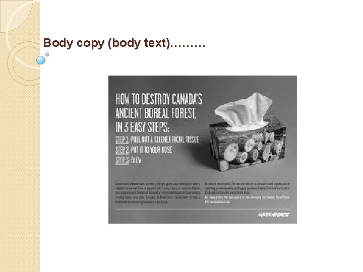 Body copy (body text)……… 