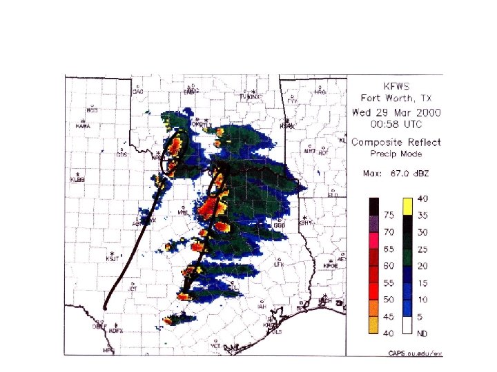 A squall line made up of discrete thunderstorms 