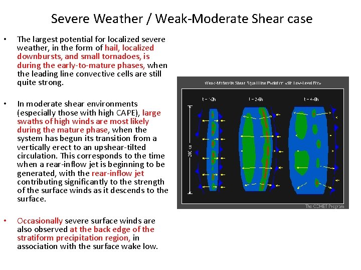 Severe Weather / Weak-Moderate Shear case • The largest potential for localized severe weather,