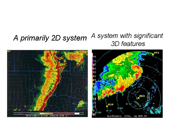 Radar View of Squall Lines A primarily 2 D system A system with significant