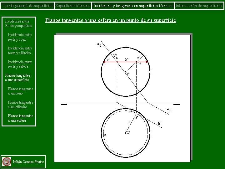 Teoría general de superficies Superficies técnicas Incidencia y tangencia en superficies técnicas Intersección de