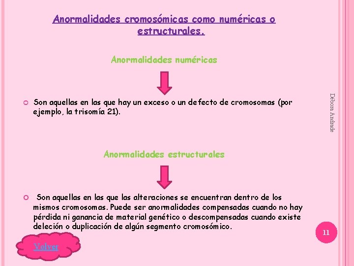 Anormalidades cromosómicas como numéricas o estructurales. Anormalidades numéricas Son aquellas en las que hay