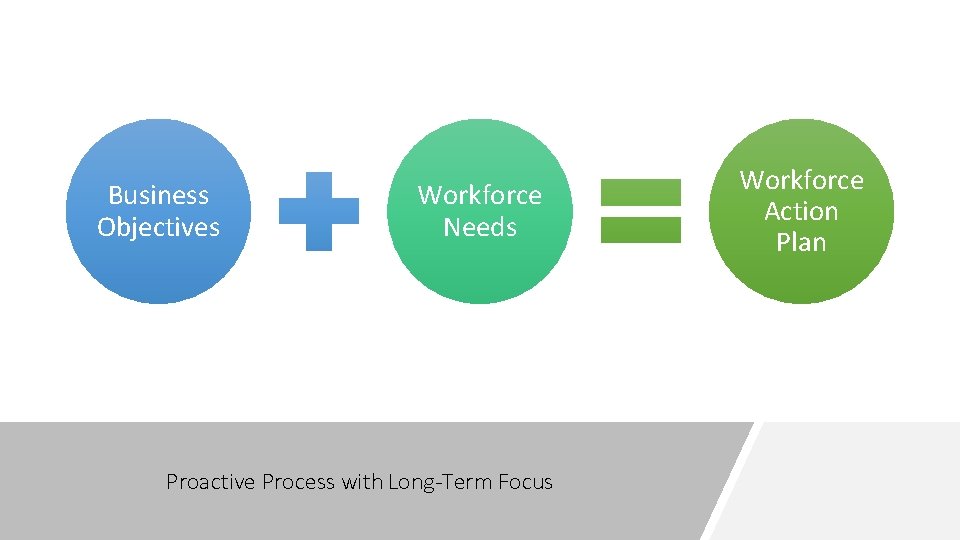 Business Objectives Workforce Needs Proactive Process with Long-Term Focus Workforce Action Plan 