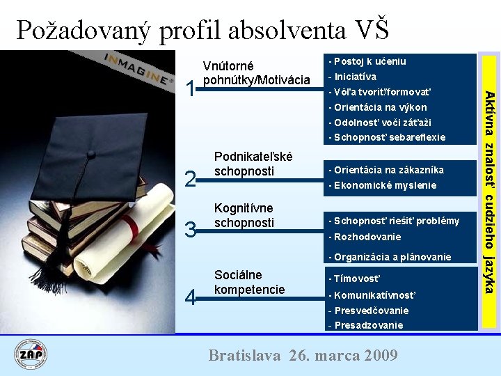 Požadovaný profil absolventa VŠ - Postoj k učeniu - Iniciatíva - Vôľa tvoriť/formovať -