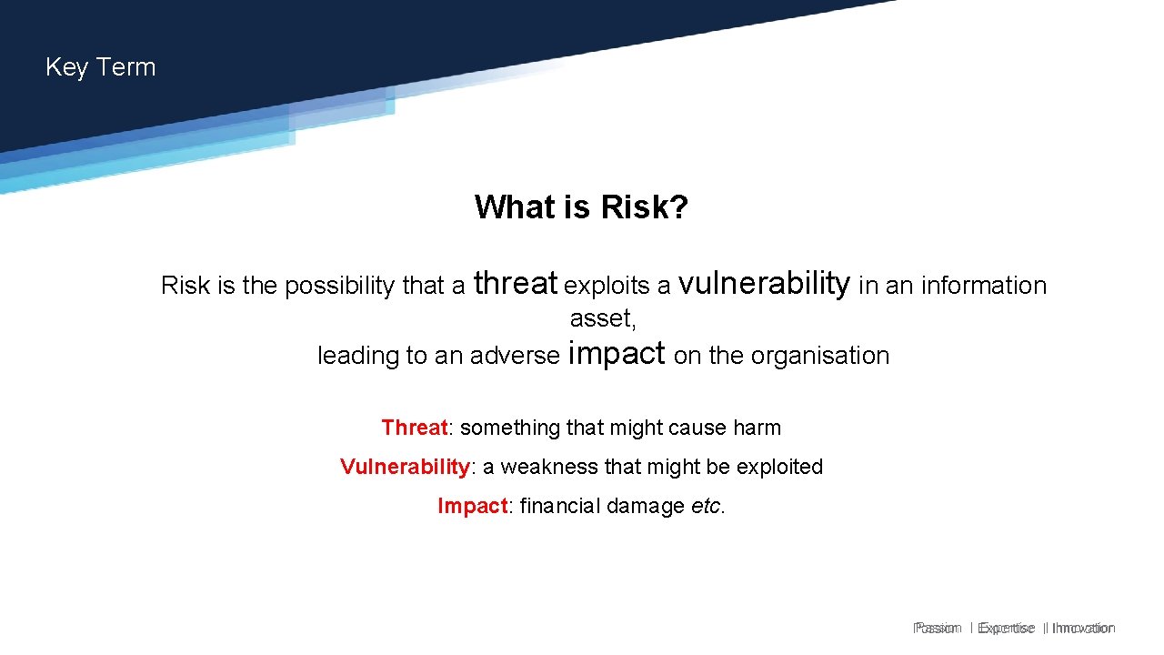 Key Term What is Risk? Risk is the possibility that a threat exploits a Key Term What is Risk? Risk is the possibility that a threat exploits a