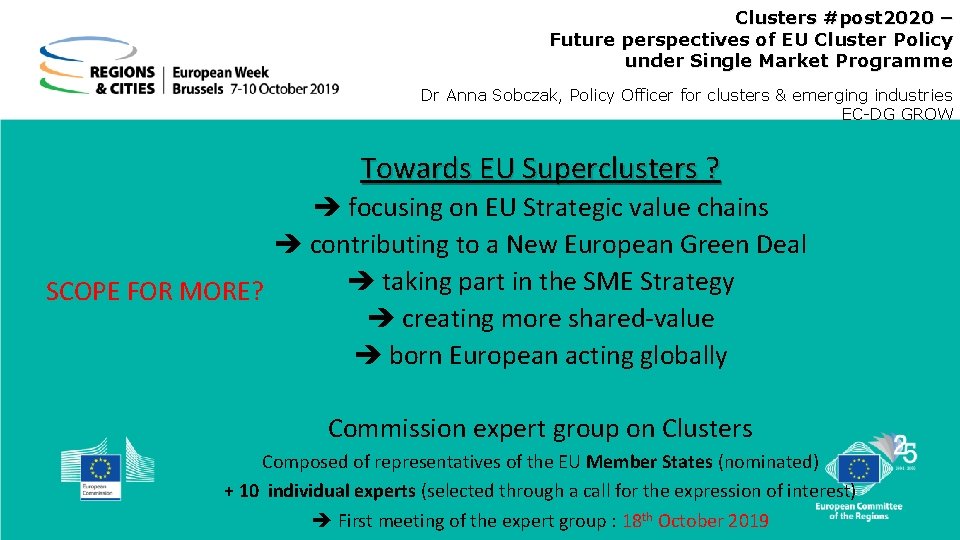 Clusters #post 2020 – Future perspectives of EU Cluster Policy under Single Market Programme