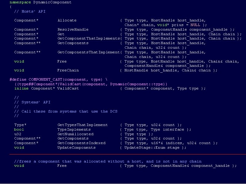 namespace Dynamic. Component { // Hosts' API Component* Allocate ( Type type, Host. Handle