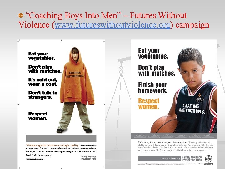 “Coaching Boys Into Men” – Futures Without Violence (www. futureswithoutviolence. org) campaign 