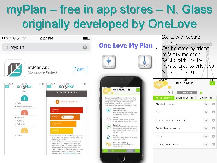 my. Plan – free in app stores – N. Glass originally developed by One.